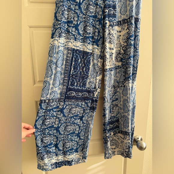Zara Blue Paisley Pattern Pants Size Large - Picture 2 of 5